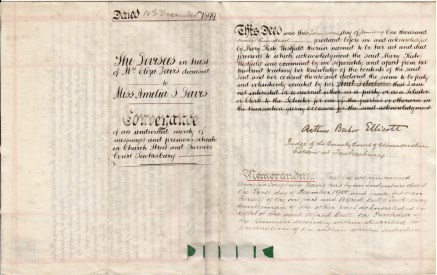 Click to enlarge 1899 Conveyance and Deed